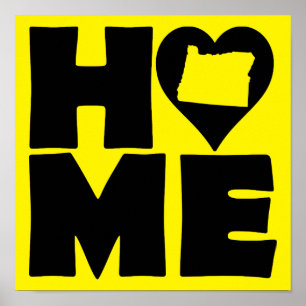 Sinal de Poster do Estado de Oregon Home Heart