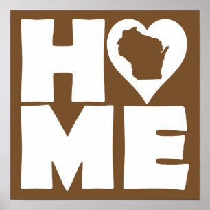 Sinal de Poster do Estado do Coração do Wisconsi