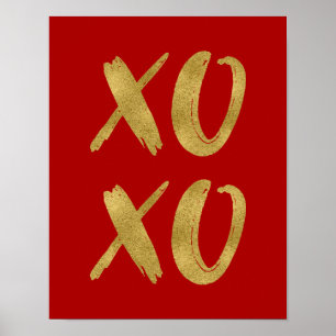 Sinal de Poster do Namorados XOXO de folha de ouro