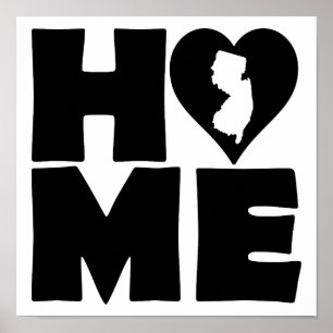Sinal de Poster do New Jersey Home Heart State