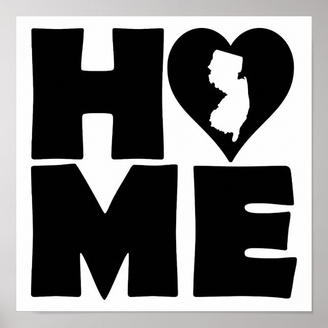 Sinal de Poster do New Jersey Home Heart State (Frente)