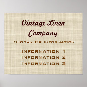 Sinal de Poster Grande de Linho Vintage
