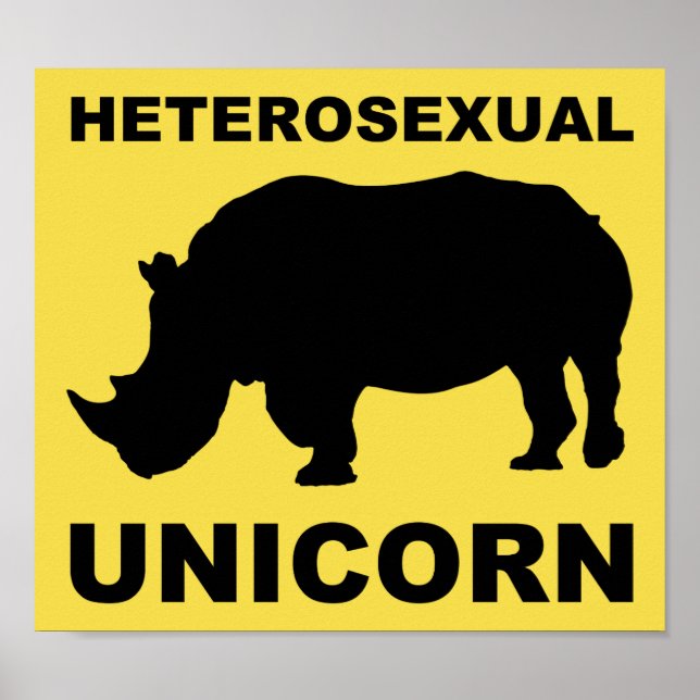 Sinal de Poster Heterossexual do Unicórnio Rinocer (Frente)