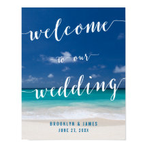 Sinal de Recepção de Casamento de Praia Impressão