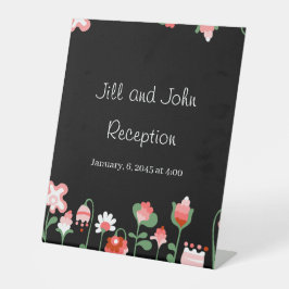 Sinal de Recepção de Casamento Floral Flores Silve