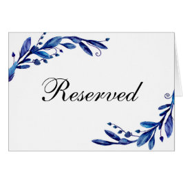 Sinal de reserva de casamento azul. Cartão de mesa