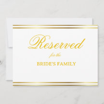 Sinal de Reserva de Casamento em Letra Dourada Mod