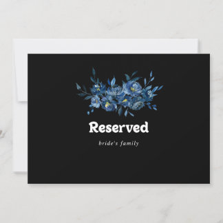 Sinal de Reserva de Casamento Floral Azul Marinha