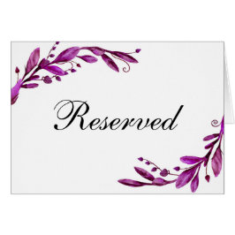 Sinal de reserva de casamento roxo. Cartão de mesa