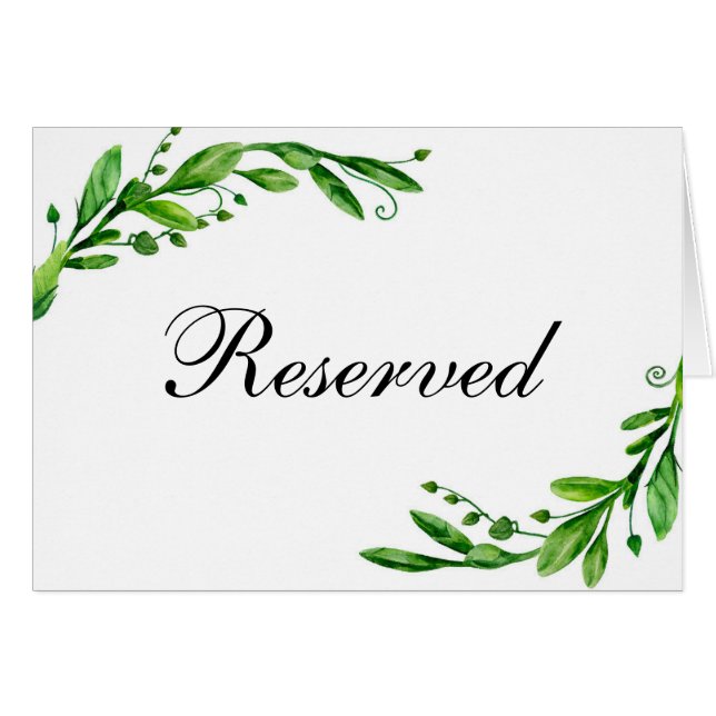 Sinal de reservado para casamento verde. Cartão de (Frente horizontal)