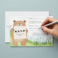 Sinal de retenção do urso de corte RSVP fundo de p