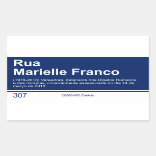 Sinal de rua Marielle da etiqueta Franco
