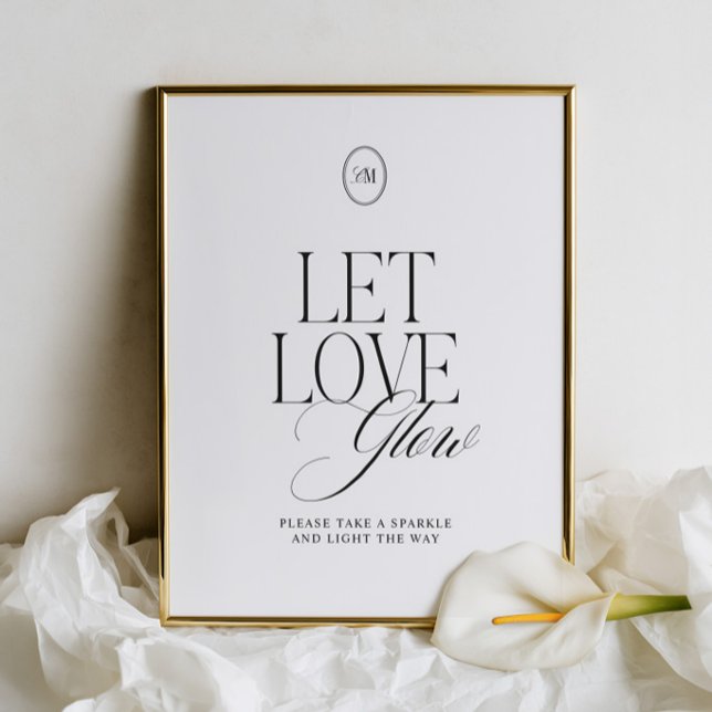 Sinal de Saída de Casamento Let Love Glow Sparkler (Let Love Glow Sparkler Send Off Wedding Sign)