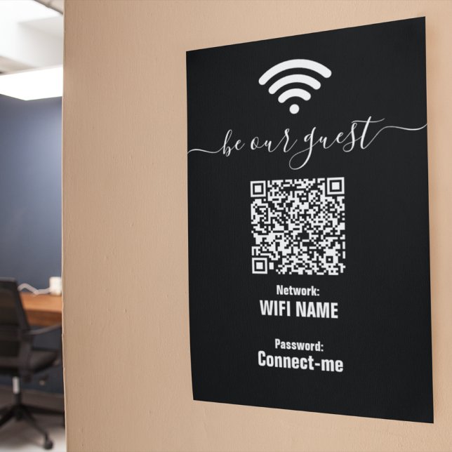 Sinal de Senha Wifi Personalizado - Poster Preto M (Criador carregado)