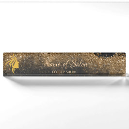 Sinal de Tenda de Mesa dourado e preto