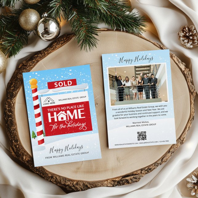 Sinal de venda Código QR Real Estoque Cartão de Na (Sold Real Estate QR Code Christmas Cards)