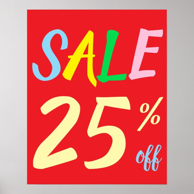 Sinal de venda grande, Poster de 25% de vendas for (Frente)