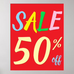 Sinal de venda grande, Poster de 50% de vendas for