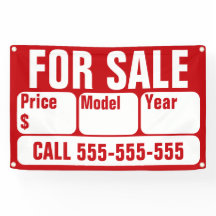 Sinal de VENDA para Carro, Barco, Caminhão, Casa