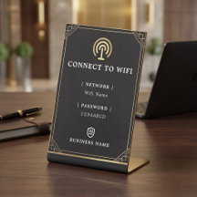 Sinal de Wifi Preto e Dourado Personalizado
