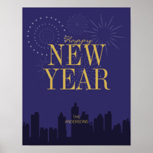 Sinal do poster do feliz ano novo moderno da