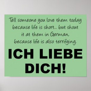 Sinal engraçado do poster de Ich Liebe Dich eu te