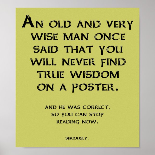 Sinal engraçado do poster do conselho sábio (Frente)