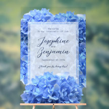 Sinal Floral de Boas-vindas do Casamento Azul Brav