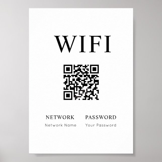 Sinal mínimo de senha Wifi com Poster de código QR (Frente)
