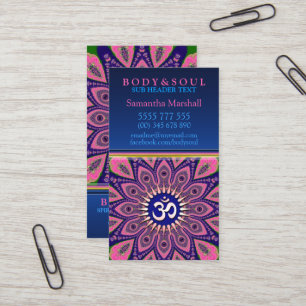 Sinal Om Rosa Mandala Yoga Novos Cartões de visita