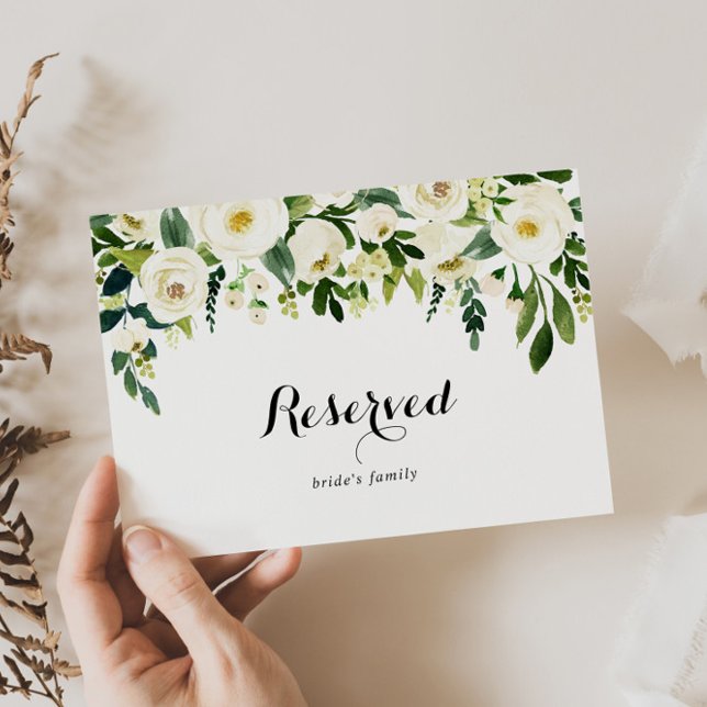 Sinal Reservado de Casamento Floral de Outono Verd (Criador carregado)