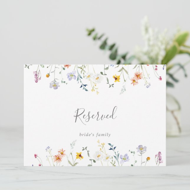 Sinal Reservado de Casamento Floral Multicolorido  (Em pé/Frente)