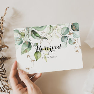 Sinal Reservado de Casamento Verde Dourado Elegant