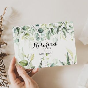 Sinal Reservado de Casamento Verde Eucalyptus Wate