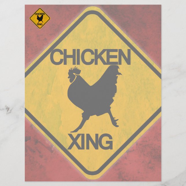 Sinal Rustic Chicken Crossing (Frente)