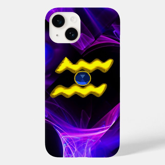 SINAL ZODIAC DOURADO AQUARIADO Fracais Roxos Azuis (Verso)