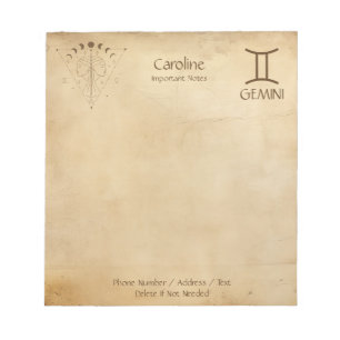 Sinal Zodiac Gemini - Bloco de Notas Personalizáve