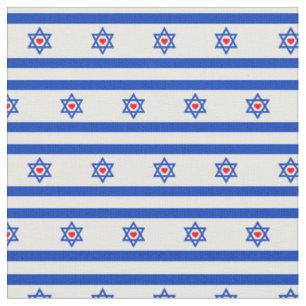 Sinalizador de Israel e coração judeu / Tecido d