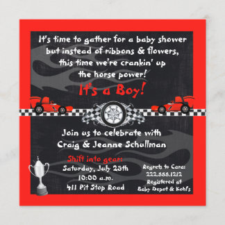 Sinalizador Verificado Race Carro Bebê Convites