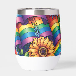 Sinalizadores de Orgulho LGBTQIA+, arco-íris, flor
