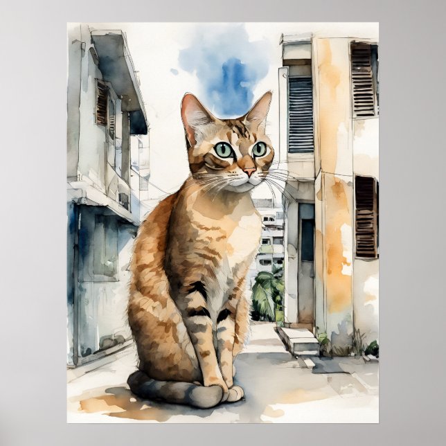 Singapura - Cat Art Impressão (Frente)