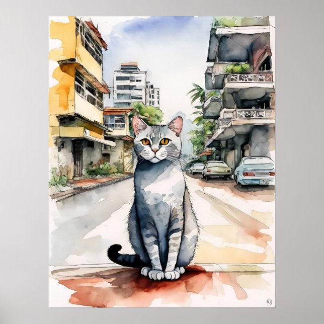 Singapura - Cat Art Impressão (Frente)