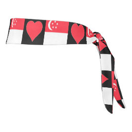 Singapura Flag Heart Love Pattern Cingapura