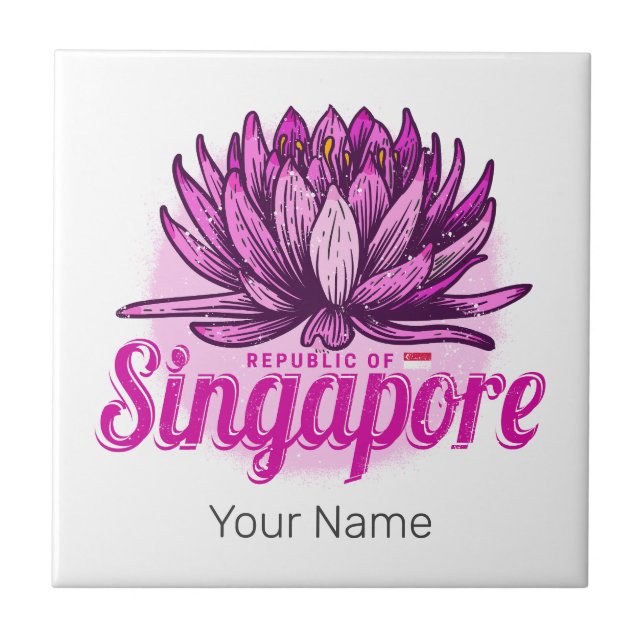 Singapura Lotus Flag Vintage Holiday Souvenir (Frente)