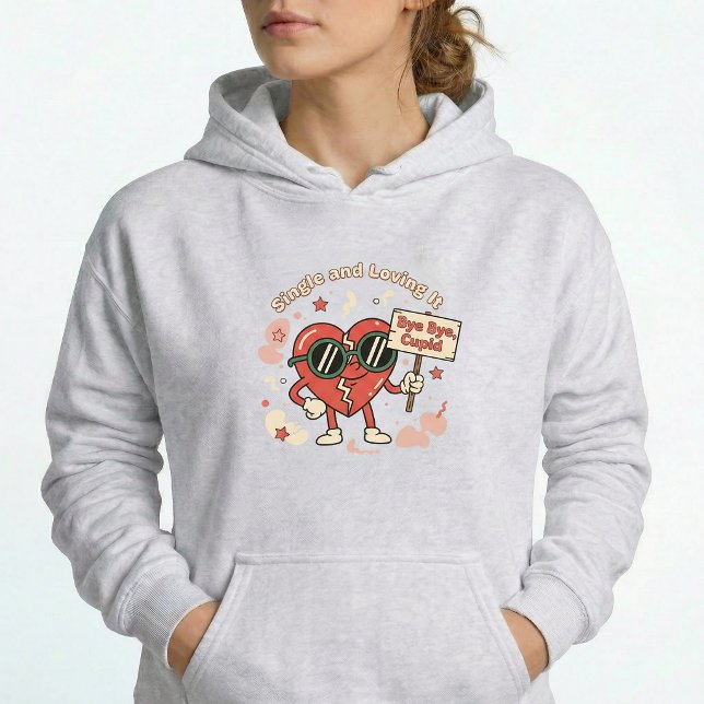 Single and Loving It Retro Funny Pullover Hoodie (Criador carregado)