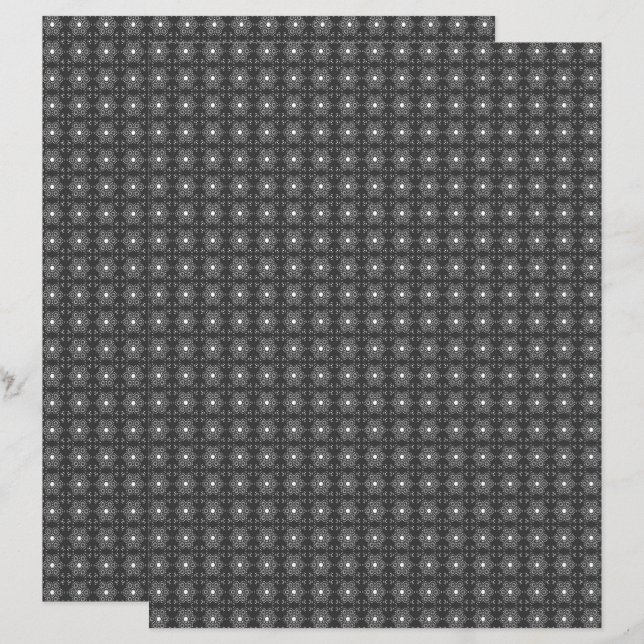 Single B&W Med. TIle 2-Sided Scrapbook Paper Page (Frente/Verso)