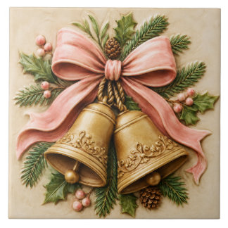 Sinos de Natal Cor-de-Rosa com Laço Coquete