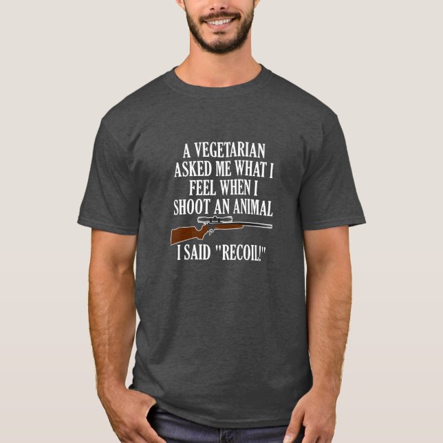 Sinta Recoil Camiseta Divertida de Caça preta (Frente)