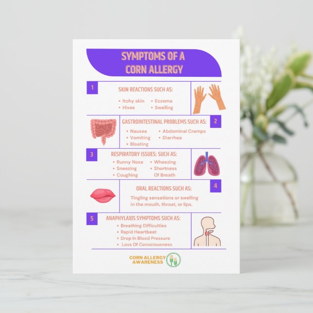 Sintomas De Uma Alergia De Milho 5x7 Cartões (Em pé/Frente)