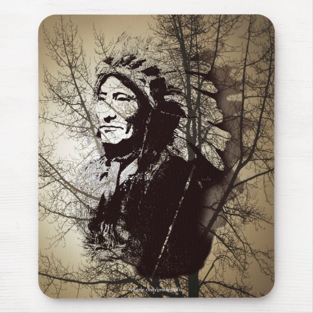 Sioux Chieftain Native American Gift Mousepad (Frente)